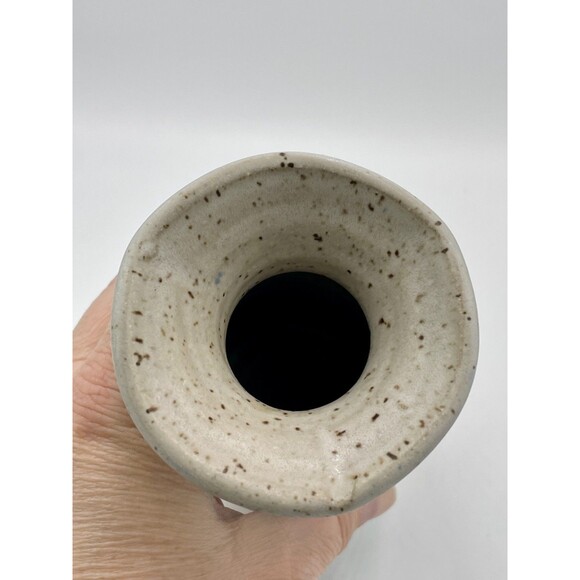 Handmade Studio Art Pottery Vase Signed MEG Sunset Glaze in Green, Yellow & Blue - Picture 7 of 10